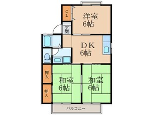 セジュール朽網Ｂ棟の物件間取画像